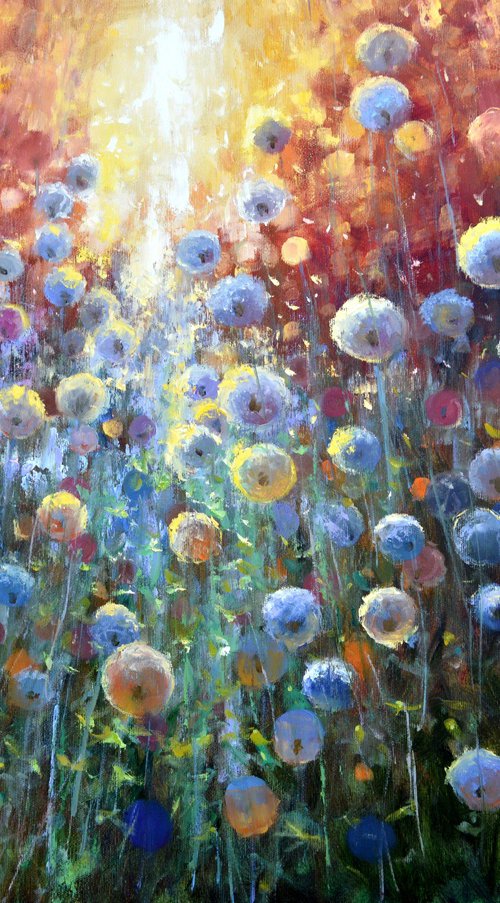 Dandelions at sunrise by Elena Lukina