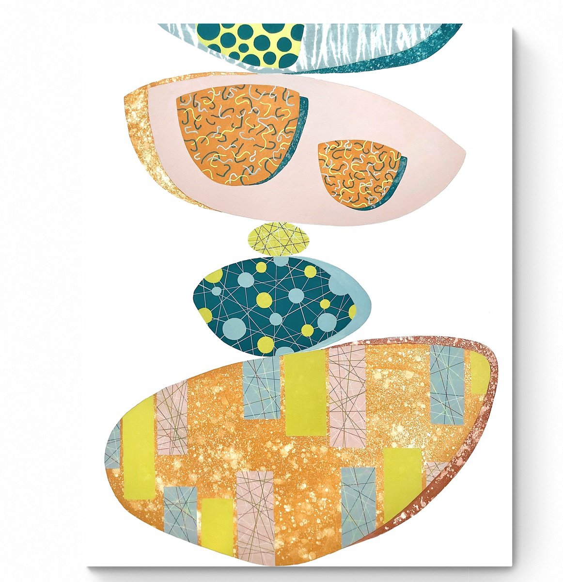 Abstract Acrylic Painting By Cristina Dalla Valentina, 31 X 39, Equilibrium 4, Original Artwork