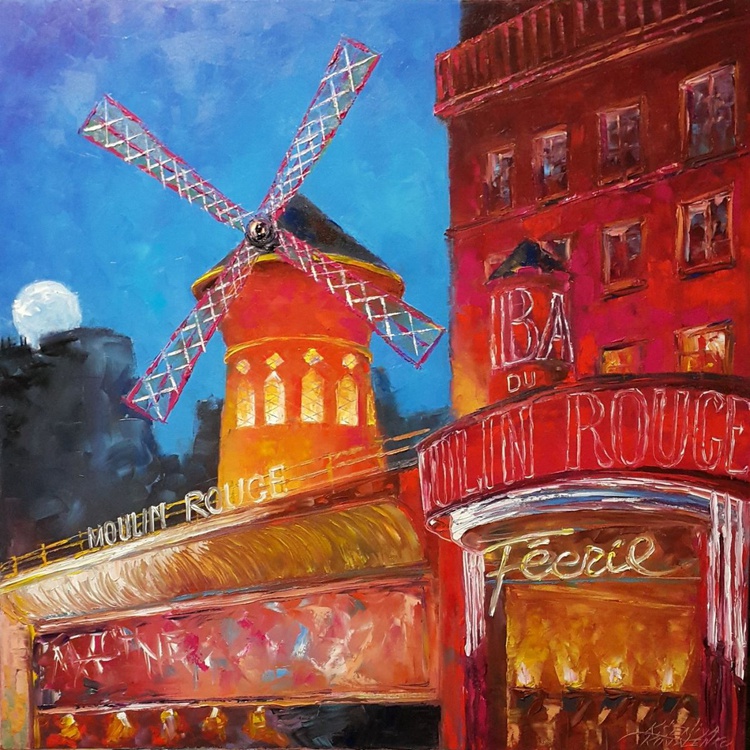 Painting Paris Moulin Rouge Oil On Canvas 80x8 Artfinder