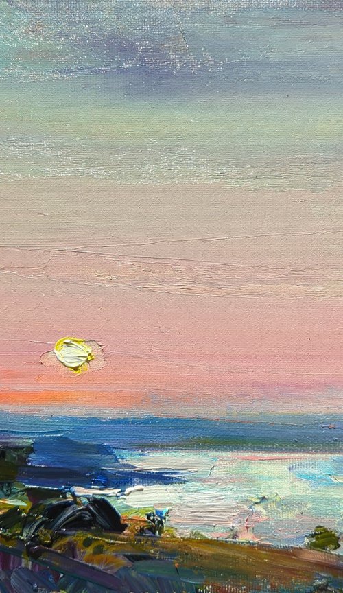 Sunset over the Dnieper River by Helen Shukina
