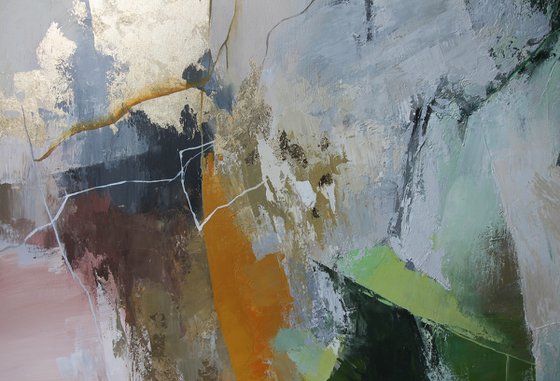 "Green Glory" Green gold abstract acrylic art