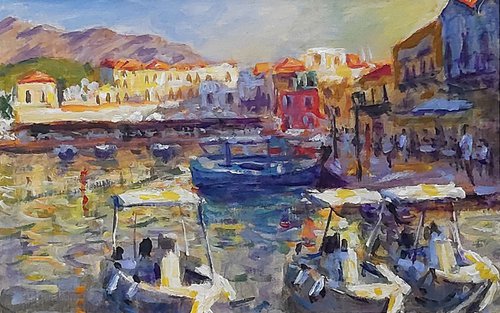 Sunny harbour by Dimitris Voyiazoglou