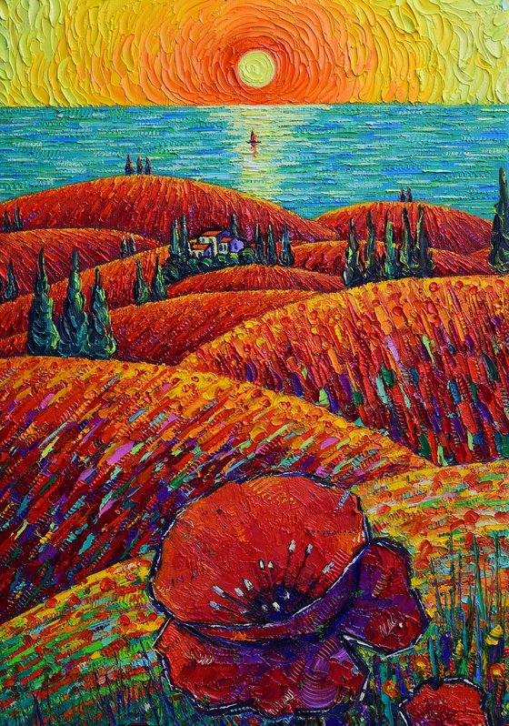 TUSCANY HILLS OF RED POPPIES