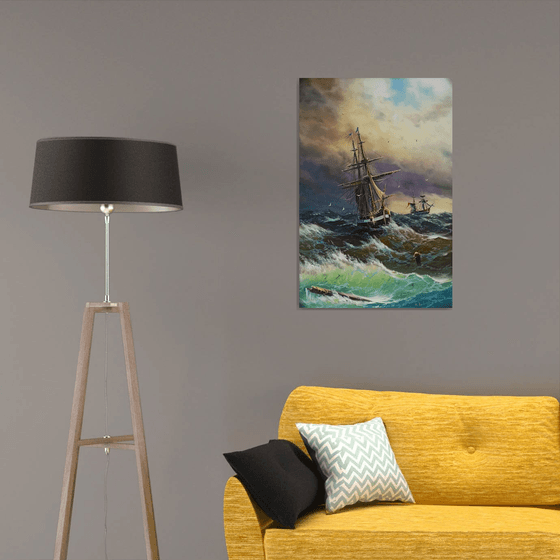 Restless sea -3 (60x90cm, oil painting)