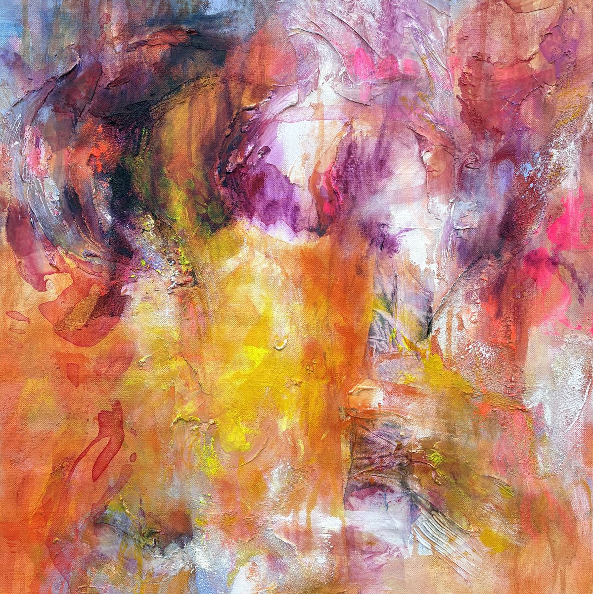 Organic Abstract Painting By Katja Wittmer, 20 X 20", Starstruck, Original Artwork