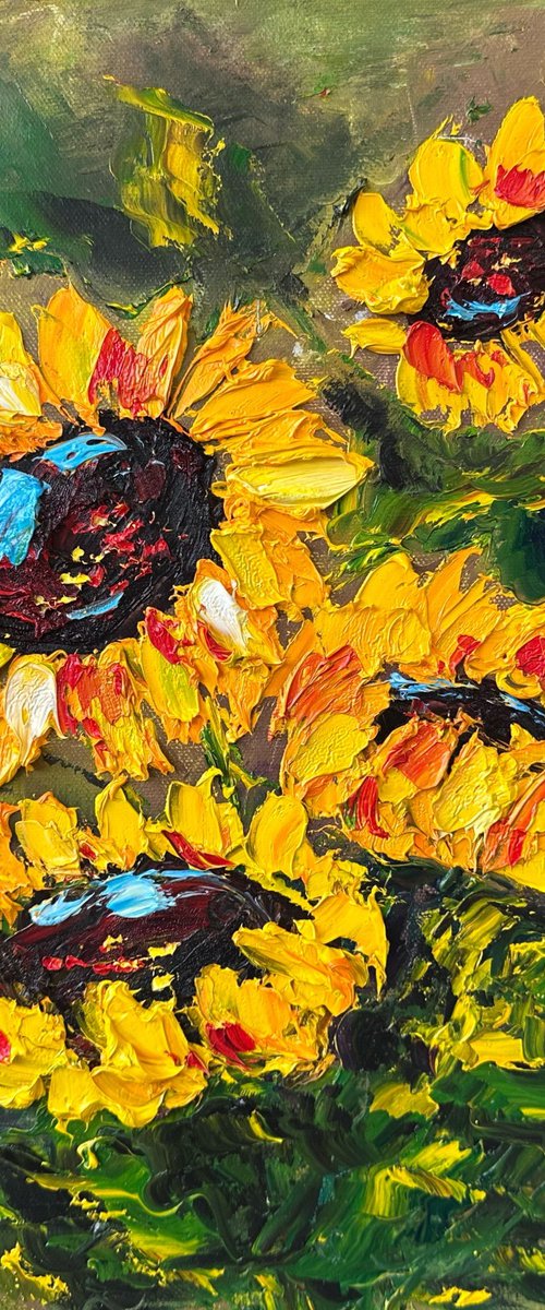 Texture Sunflower impasto art by Oksana Fedorova