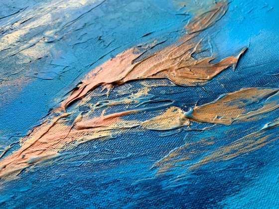 Blue Planet - XL LARGE,  TEXTURED ABSTRACT ART – EXPRESSIONS OF ENERGY AND LIGHT. READY TO HANG!