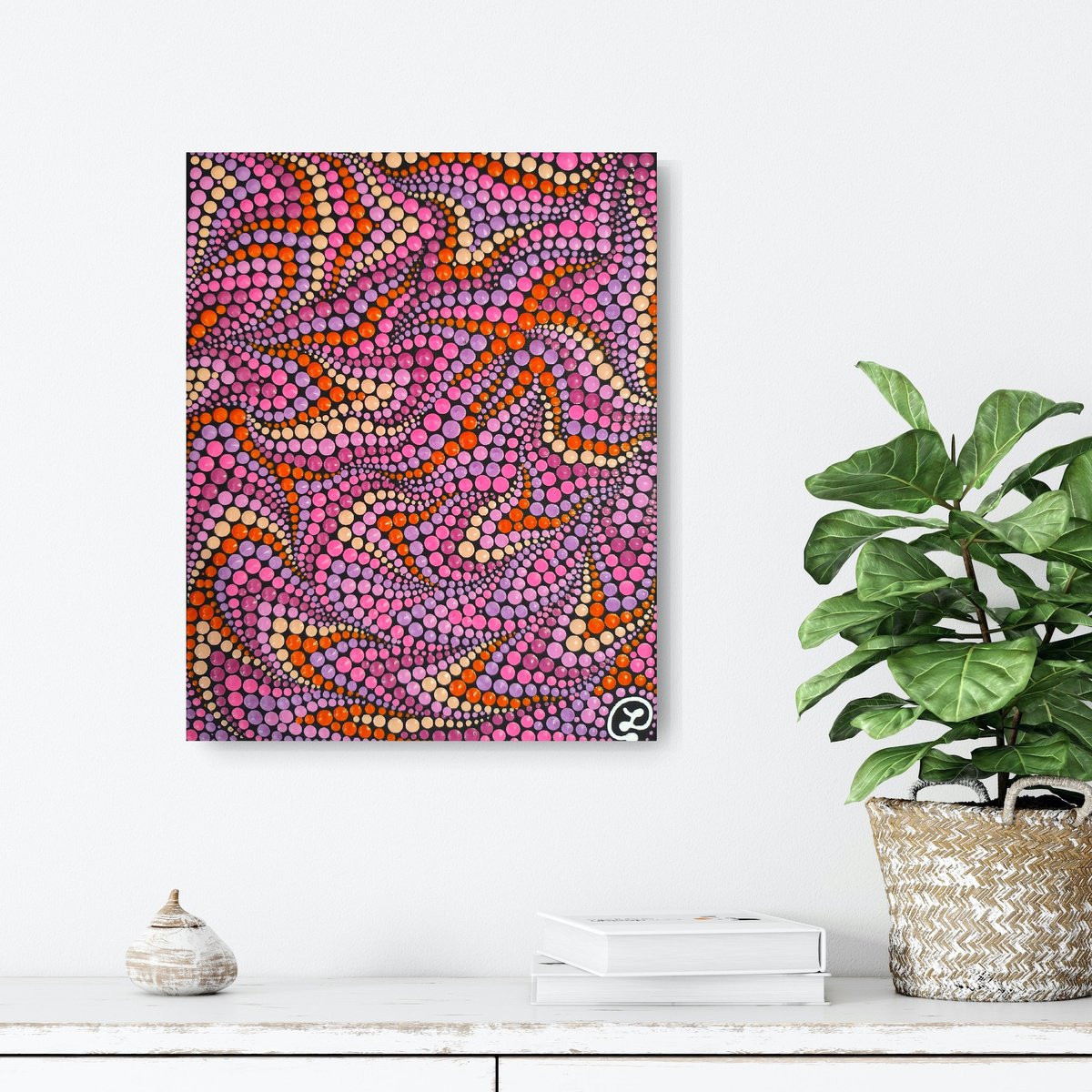 Expressive Abstract Acrylic Painting By Oxana Lazari, 8 X 10", Cosmic Spiral, Original Artwork