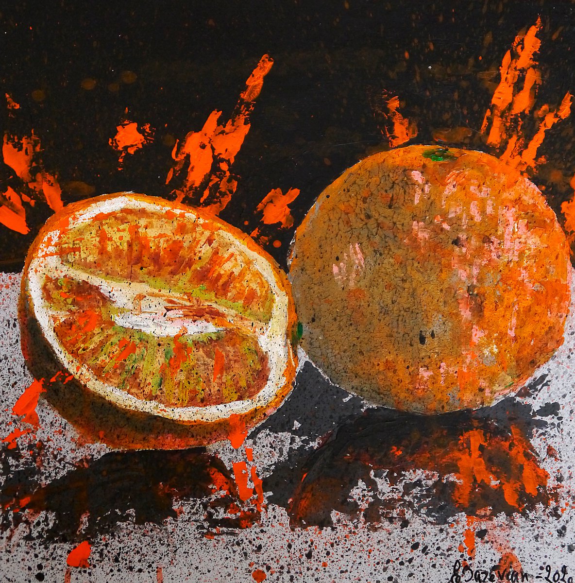 Orange Strikes back FRAMED - Still life - READY TO HANG Food Original by Bazevian DelaCapucinire