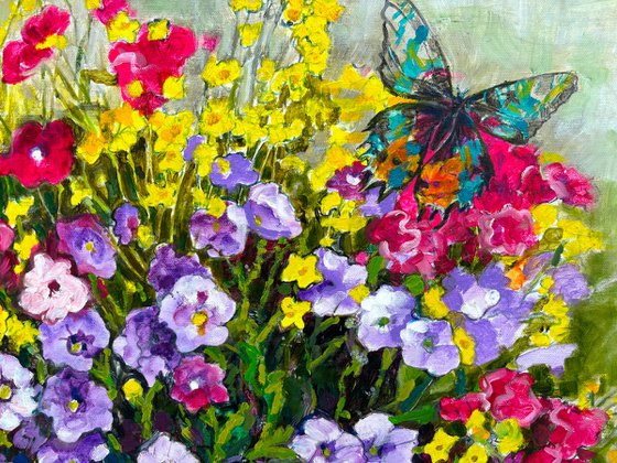 summer flowers with butterfly