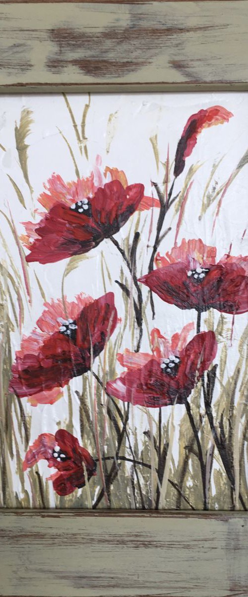 Red Poppies in a frame Nr 2 by Marja Brown