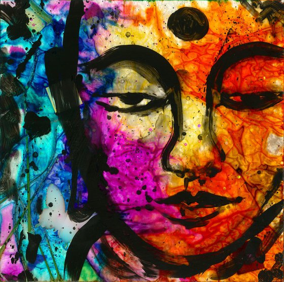 Buddha Love No. 22 - Framed Mixed media art by Kathy Morton Stanion