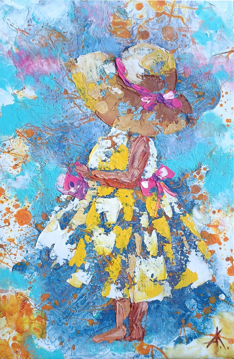 Abstract Portrait Oil Painting By Anastasia Kozorez, 8 X 12, Summer Mood, Original Artwork