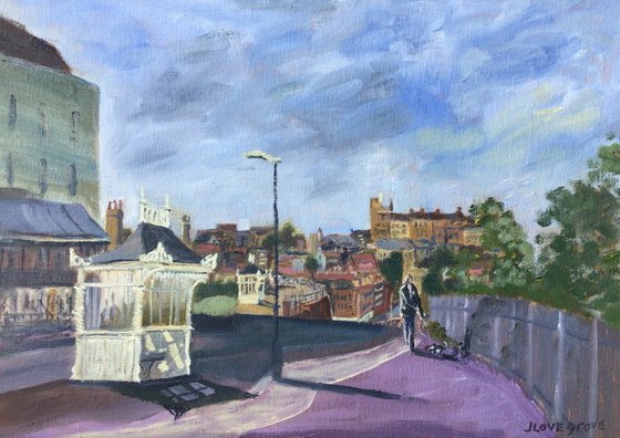 Sun shelter at Nelson crescent, Ramsgate, oil painting