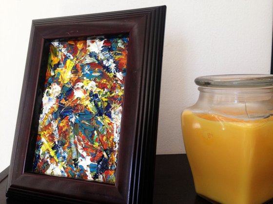 "Murder Palette" - Original PMS Micro Painting On Glass, Framed - 7.5 x 9.5 inches