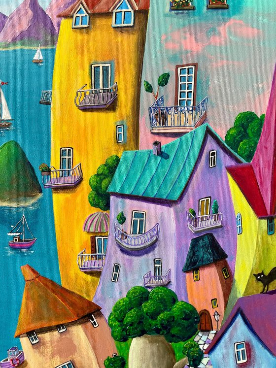 The Whimsical Seaside Town