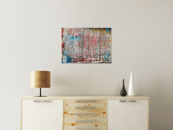 70x50 cm | 23.5 x 19.5″ Pink Blue Abstract Painting Original Canvas Art