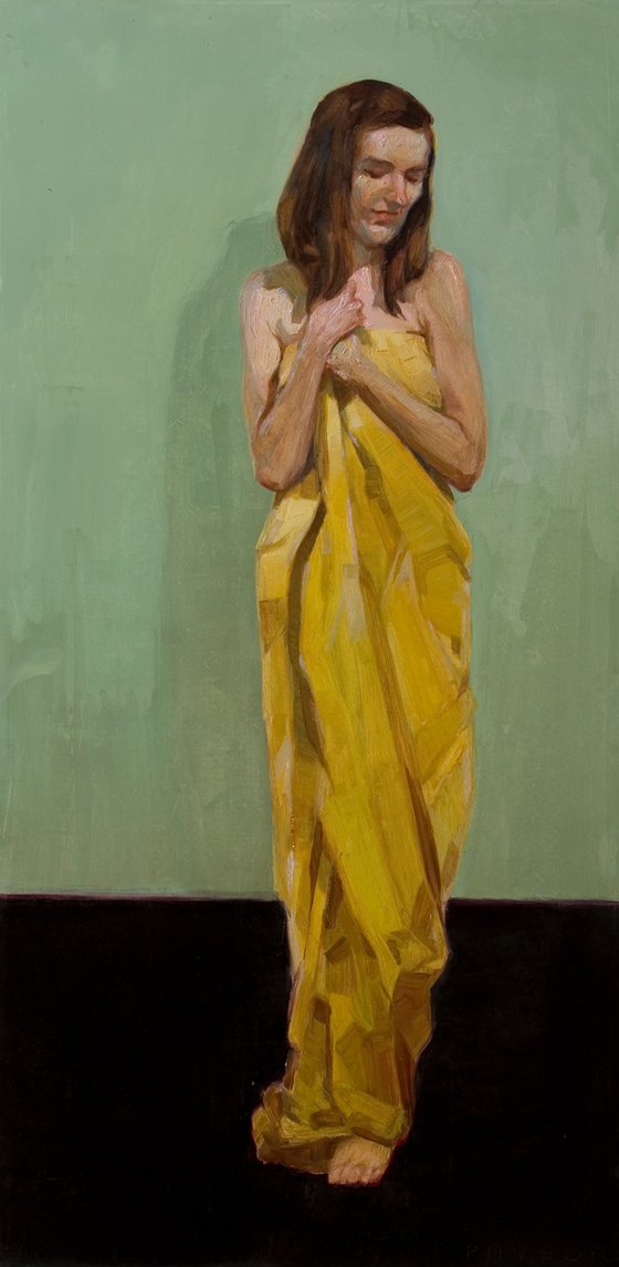 woman in yellow green black