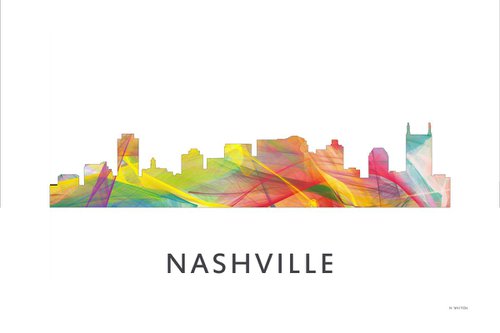 Nashville Tennessee Skyline WB1 by Marlene Watson