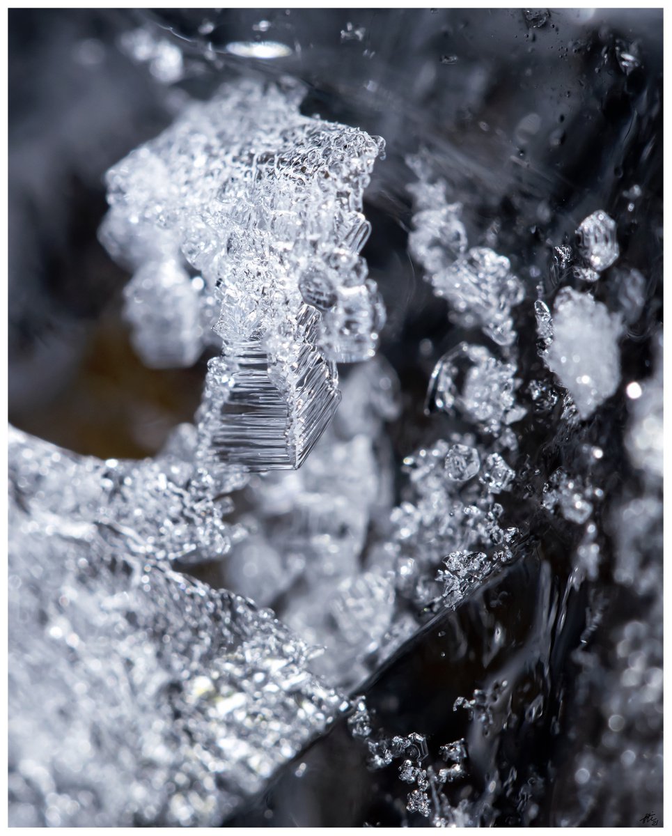 Walking in the kingdom of the Ice Queen - abstract macro photography of ice crystal snappe... by Inna Etuvgi