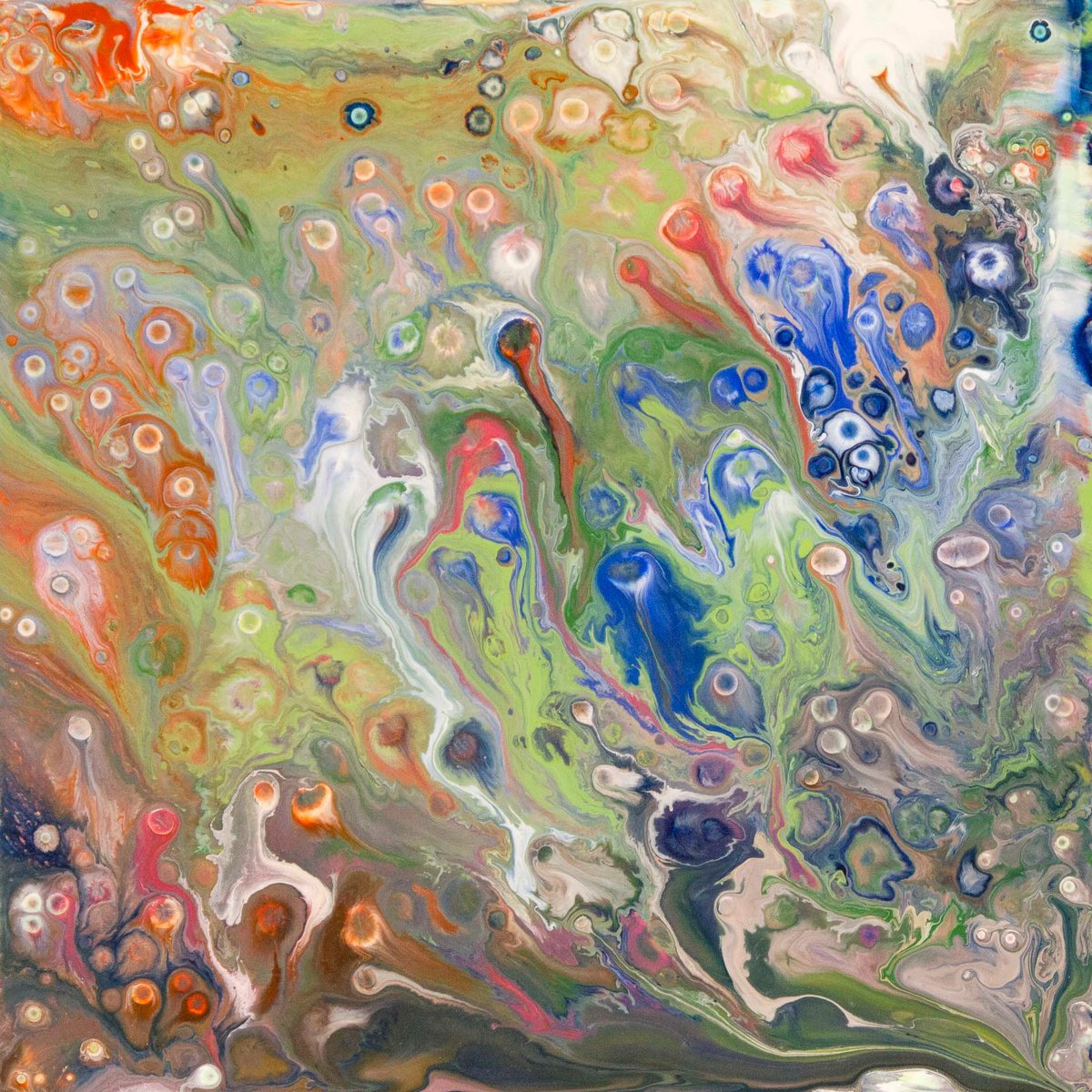 Abstract Acrylic Painting By Km Arts, 20 X 20", Bubbles Iii, Original Artwork