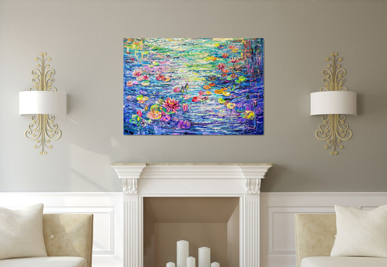 For an eternal time. Large painting with water lily.