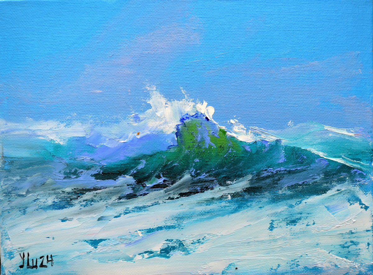 Expressive Oil Painting , Oceanic Surge: Marine Study No. 26-2024 By Lumina Studio, 9 X 7, Artwork For Sale On Artfinder