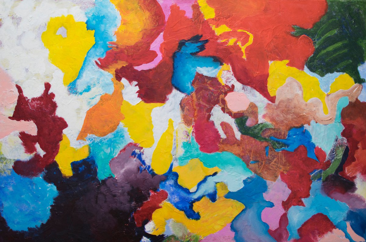 Abstract Acrylic Painting By Km Arts, 36 X 24", Passage Of Independance, Original Artwork