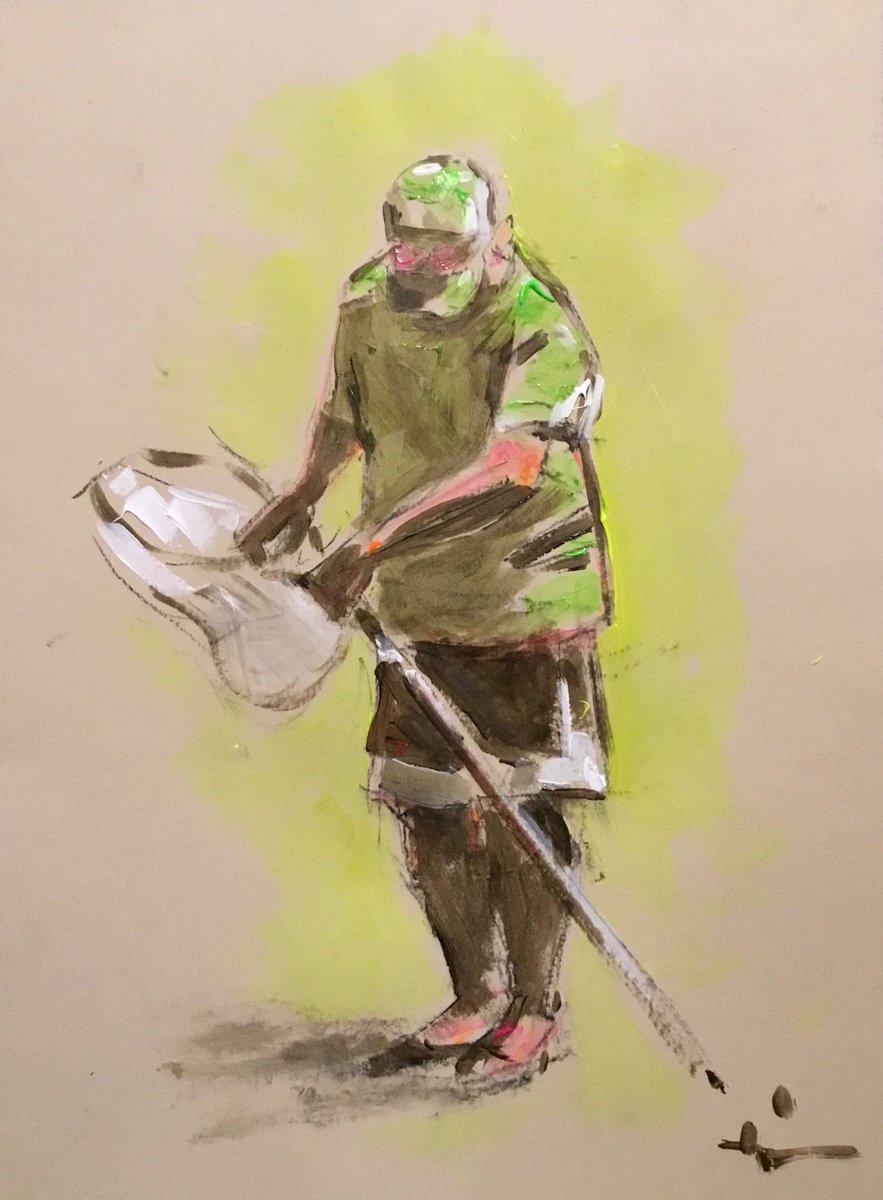 Expressive Portrait Acrylic Painting By Dominique Deve, 12 X 16, Le Filet, Original Artwork