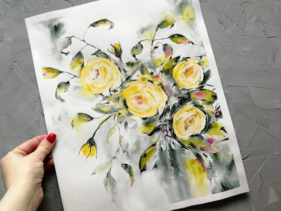 Yellow roses painting.