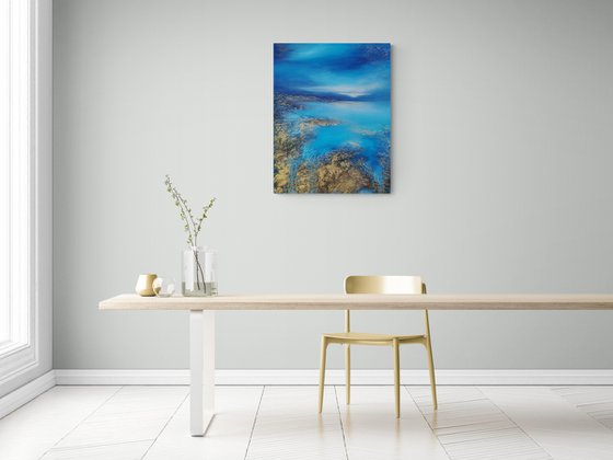 A XL large original modern semi-abstract painting "Calmness"