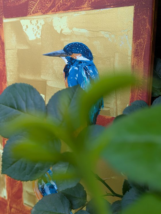 Seven kingfishers in acrylic