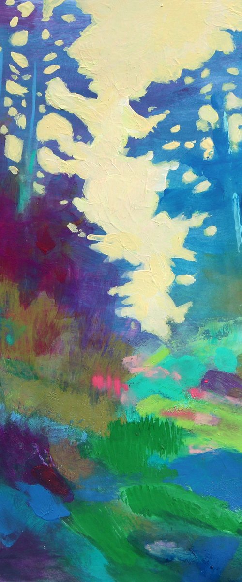 Forest Study 12x12" Colorful Abstract Trees on Paper by Kerri McCabe