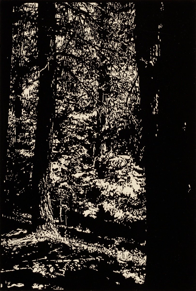 Impressionistic Landscape Linocut By David Conn, 15 X 22, Rising Woods/Pecos Wilderness, Original Artwork