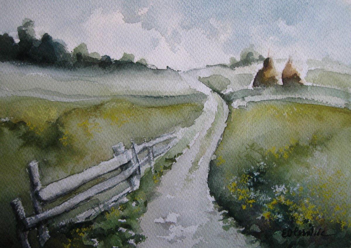 Impressionistic Landscape Watercolour By Elena Oleniuc, 15 X 11, Summer Day, Original Artwork