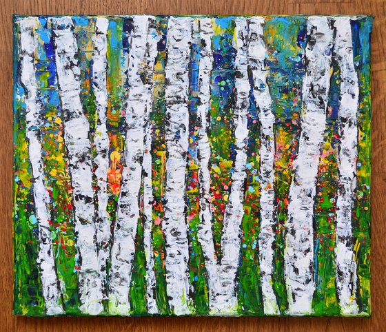 Aspen Trees 01 - Modern Textured Abstract Gift Idea