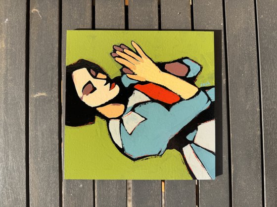 Clown Woman Painting - Original Art 8x8 inch