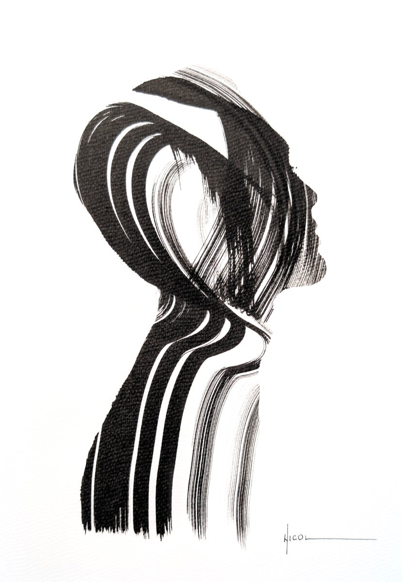 Impressionistic Still Life Ink Drawing By Nicol Vacaru, 11 X 15", Veilborne Ascent, Original Artwork