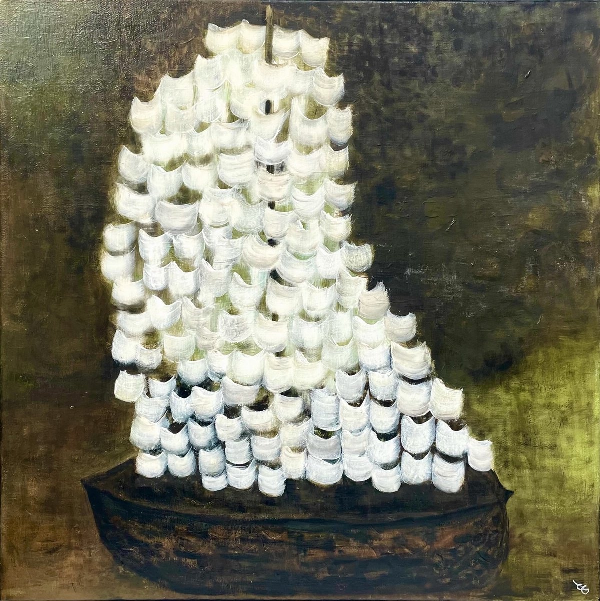 Impressionistic Abstract Acrylic Painting By Eleanor Gabriel, 23 X 23, Sails And Souls, Original Artwork