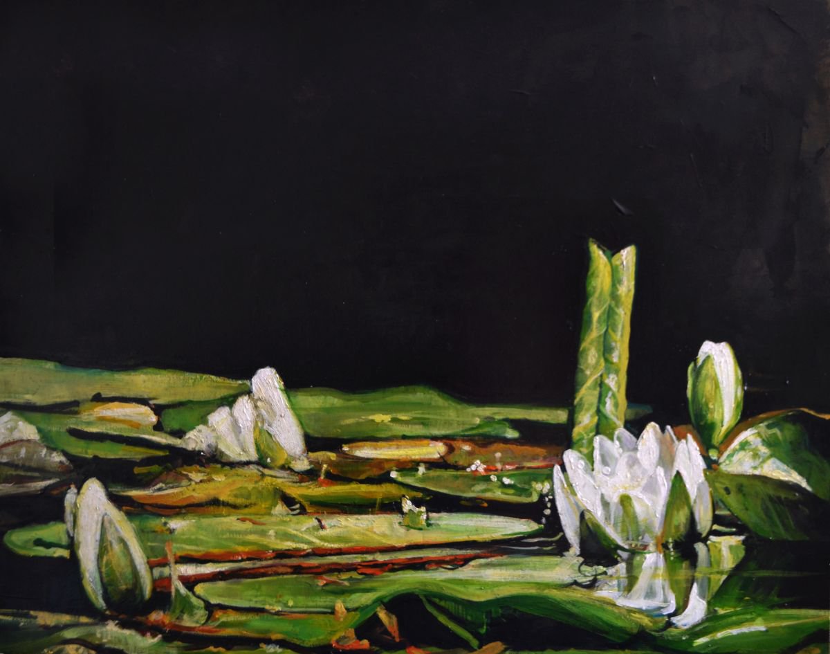 Photorealistic Oil Painting , Water Lilie By Marco Ortolan, 20 X 16, Artwork For Sale On Artfinder