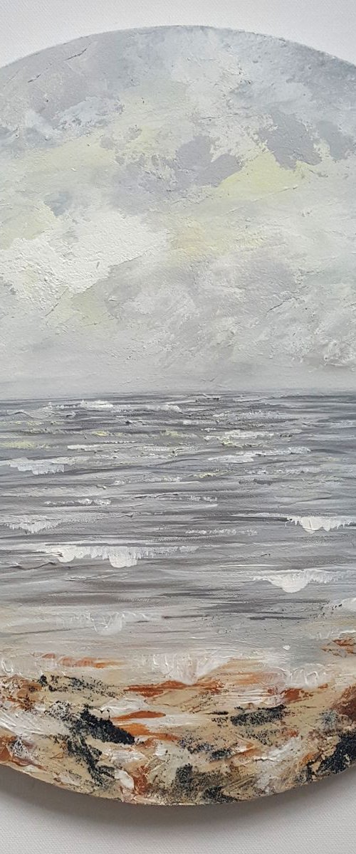 Waiting For A Storm To Pass #3 - textured seascape by Lucy Moore