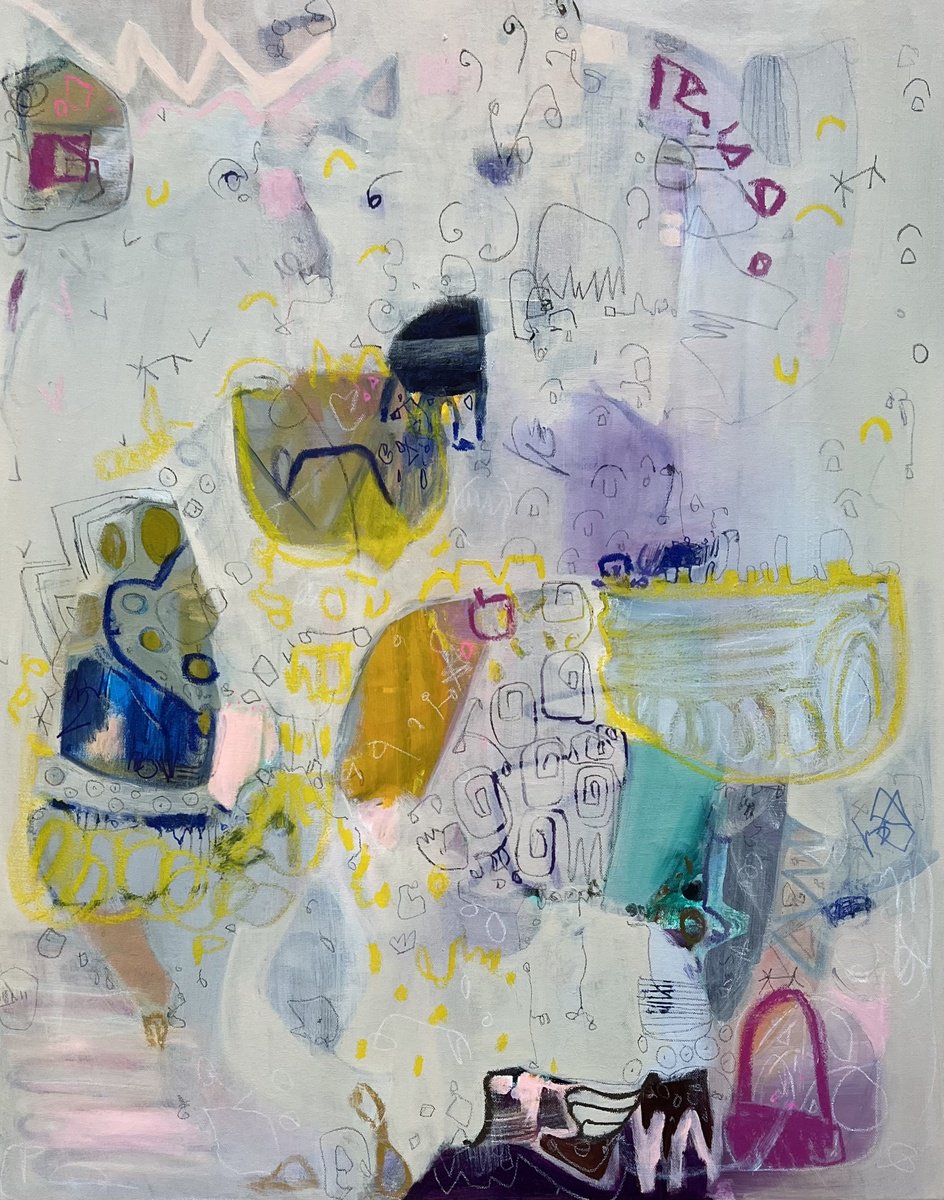 Abstract Acrylic Painting By Marti Leroux, 24 X 30", Celestial Dance, Original Artwork