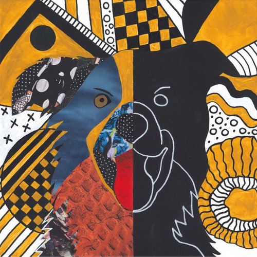 "Picasso's dog" - mixed media abstract collage by Olga Sennikova