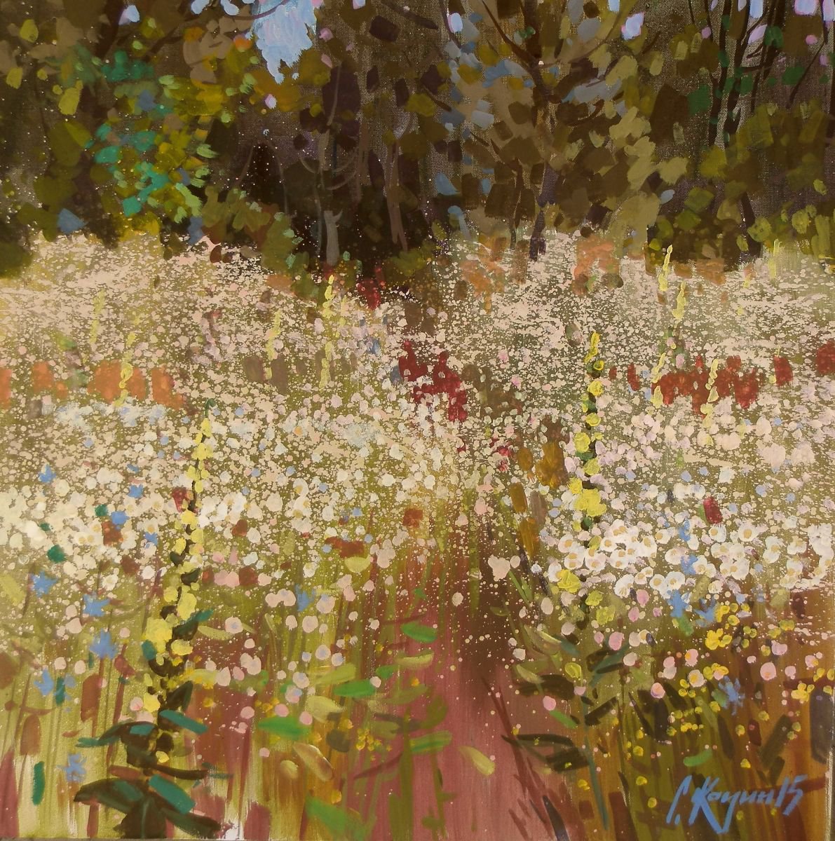 blossoming field, 70x70 cm by Sergey Kachin
