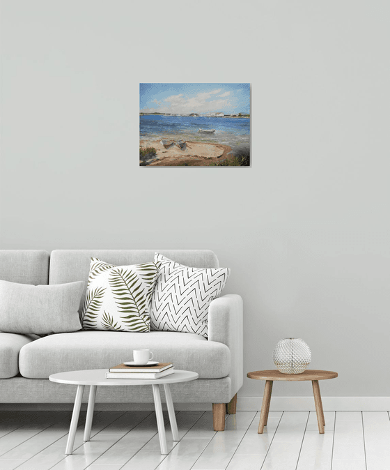 Moored by the beach, (18x24x1.5'')