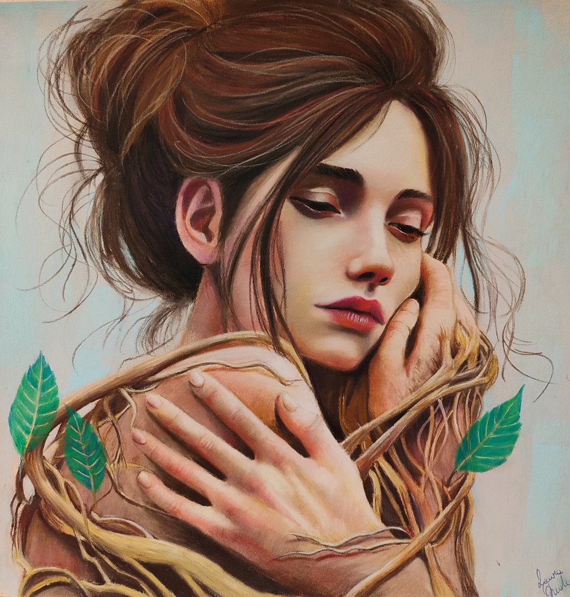 Surrealistic Pastel Drawing , Wrapped By Laura Muolo, 13 X 13, Artwork For Sale On Artfinder