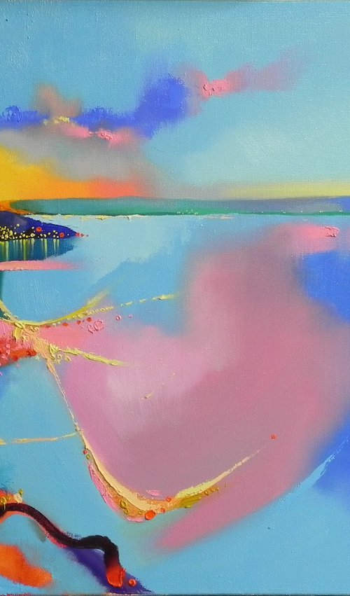 "Contemplation" Original painting Oil on canvas Abstract landscape (2021). by Mykhailo Novikov