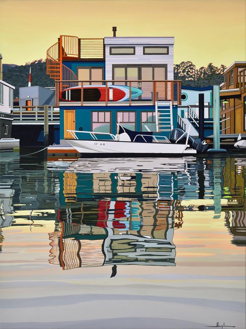 Houseboat At Sunset by Alex Nizovsky