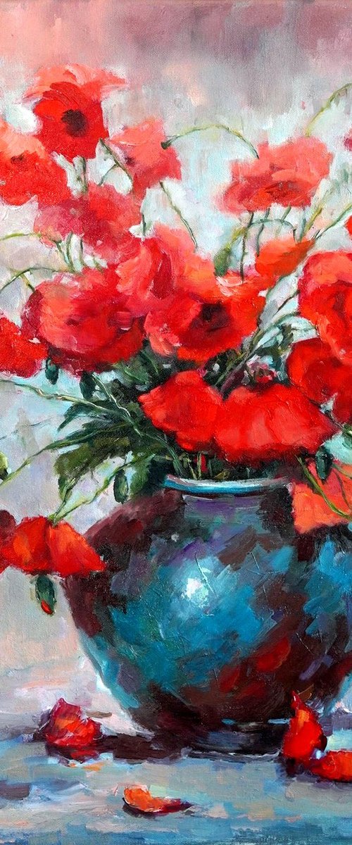 Poppies in Vase by Olga Egorov