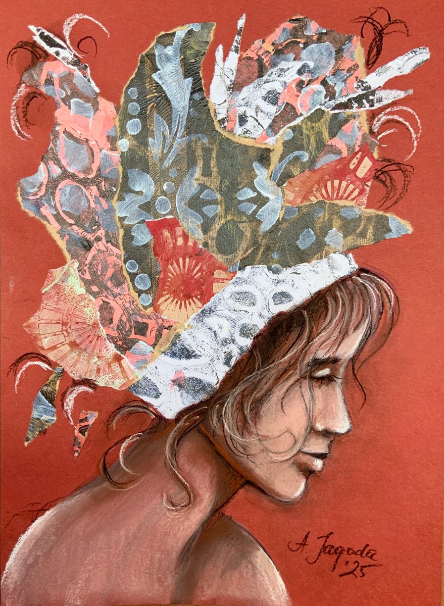 Surrealistic Portrait Charcoal Drawing By Alexandra Jagoda (Ovcharenko), 8 X 12, Myth Within, Original Artwork